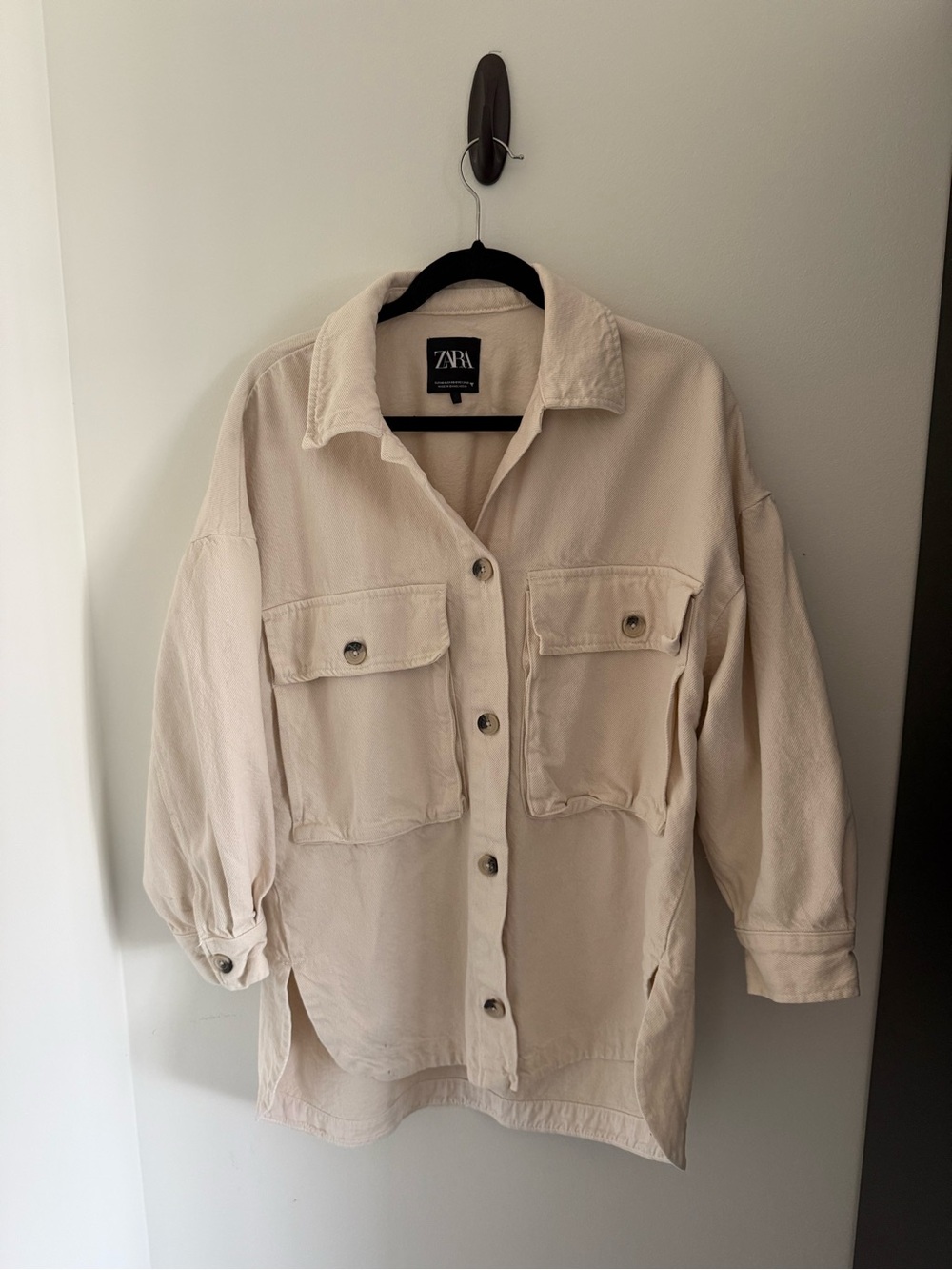 Zara Neutral Cream Oversized Utility Jacket